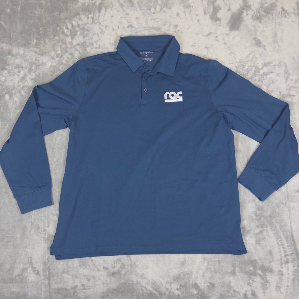 Random Golf Club Polo Shirt Mens 2XL Blue Long Sleeve RGC Logo Performance Golf